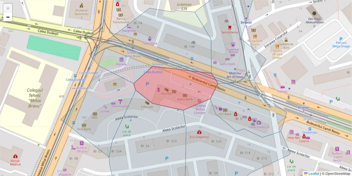 Hartă a codului poștal  și a codurilor poștale învecinate