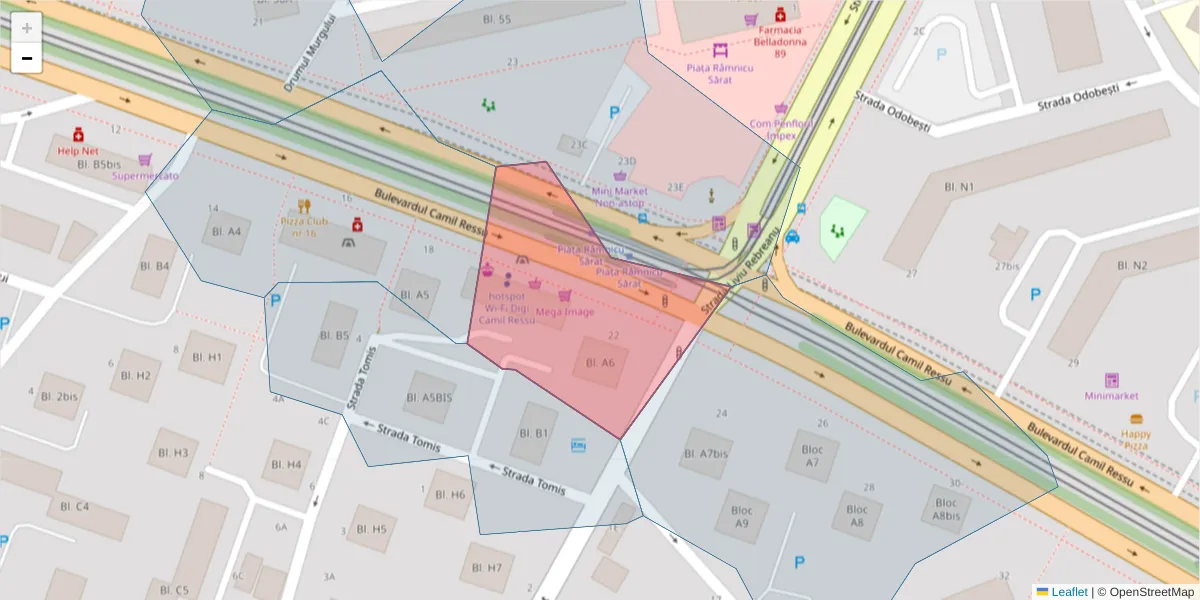 Hartă a codului poștal  și a codurilor poștale învecinate