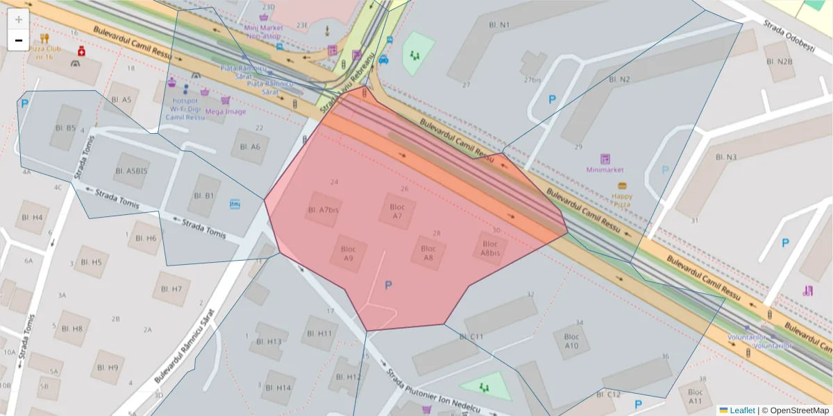 Hartă a codului poștal  și a codurilor poștale învecinate