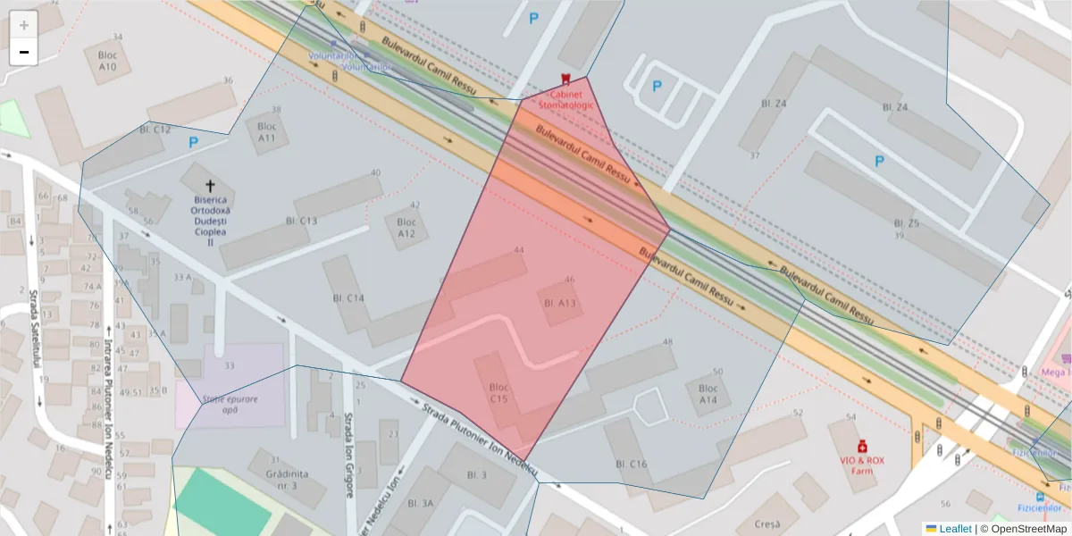 Hartă a codului poștal  și a codurilor poștale învecinate