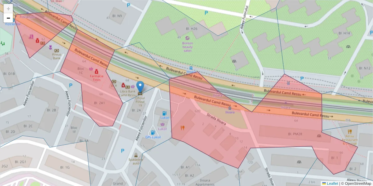 Hartă a codului poștal  și a codurilor poștale învecinate