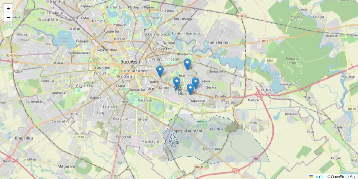 Hartă a codului poștal  și a codurilor poștale învecinate