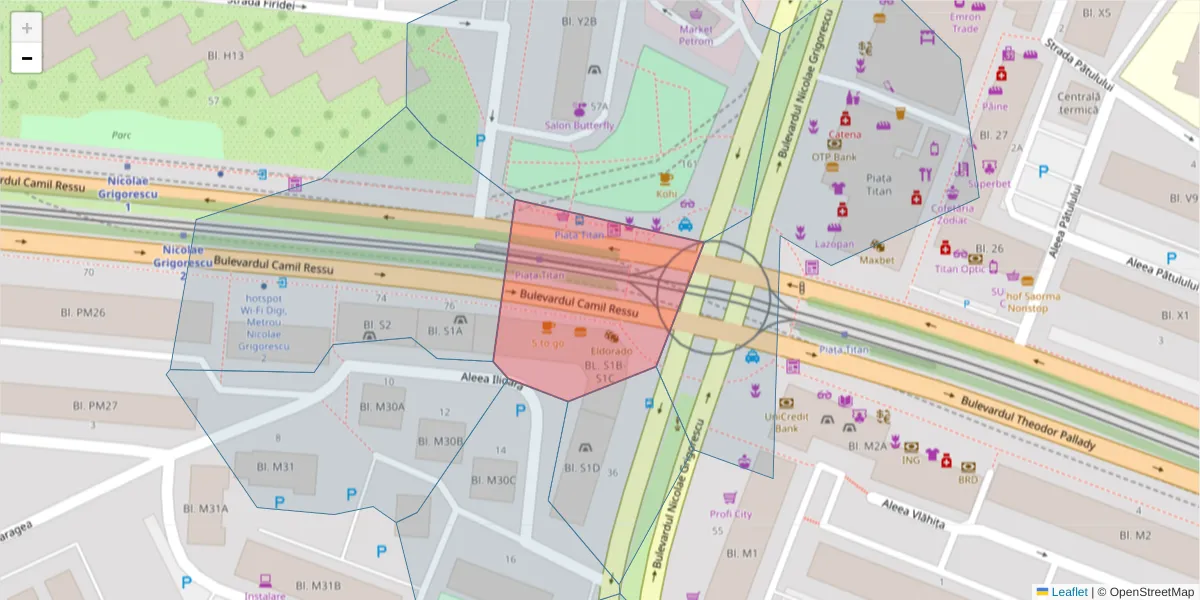 Hartă a codului poștal  și a codurilor poștale învecinate