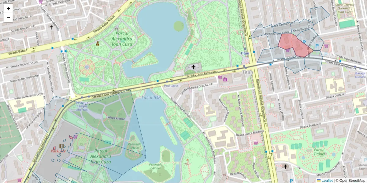 Hartă a codului poștal  și a codurilor poștale învecinate