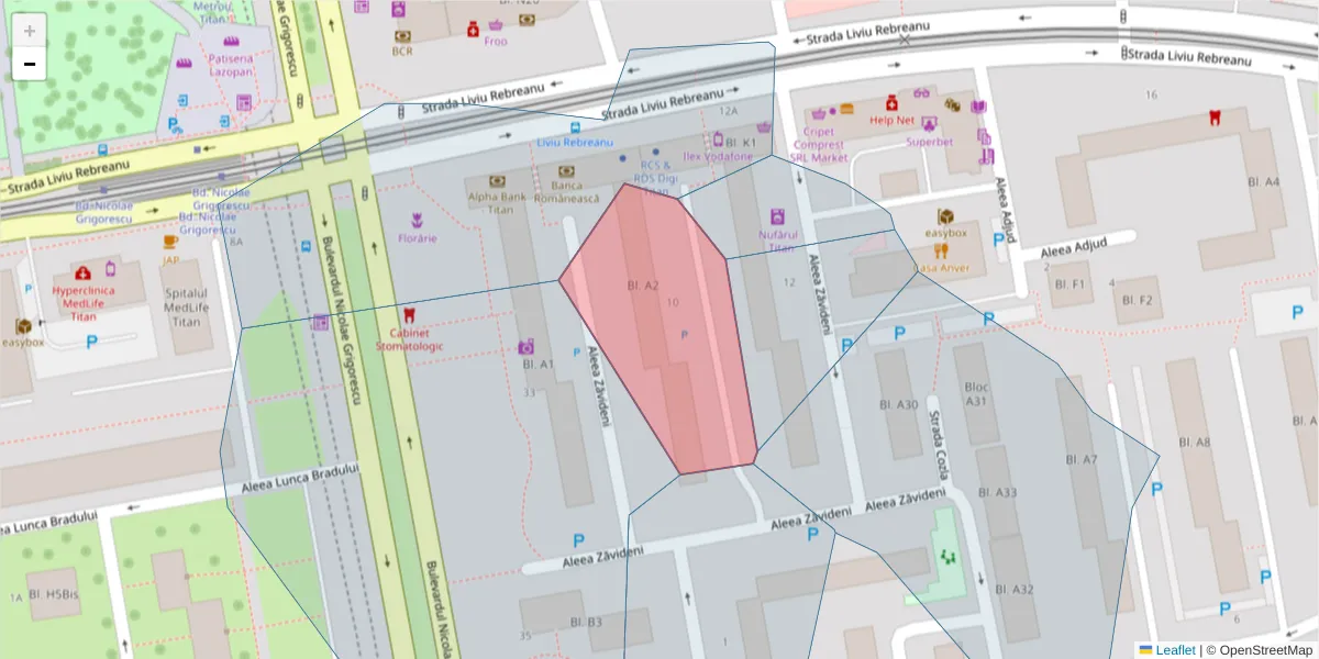 Hartă a codului poștal  și a codurilor poștale învecinate