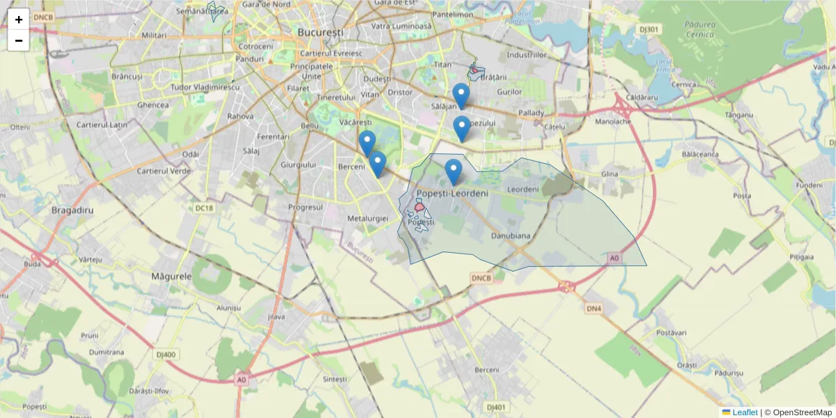 Hartă a codului poștal  și a codurilor poștale învecinate