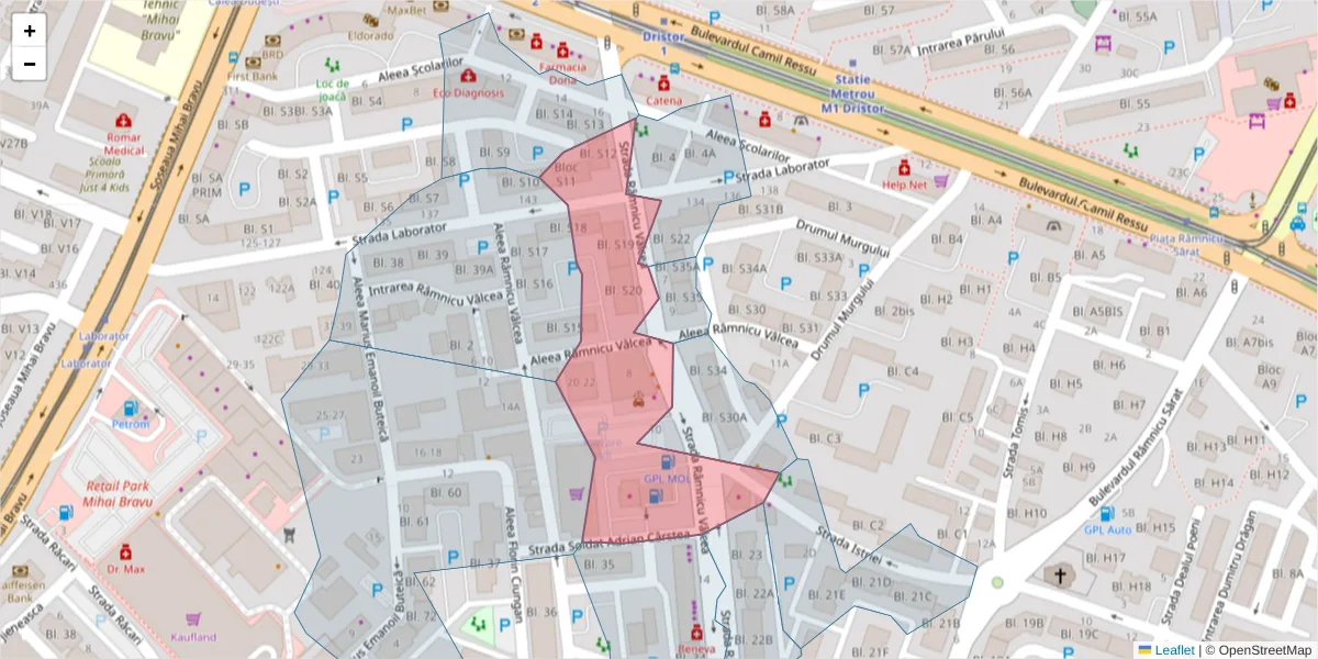 Hartă a codului poștal  și a codurilor poștale învecinate