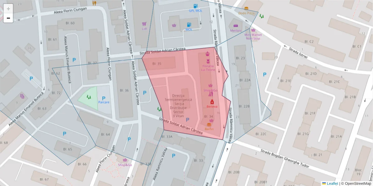 Hartă a codului poștal  și a codurilor poștale învecinate