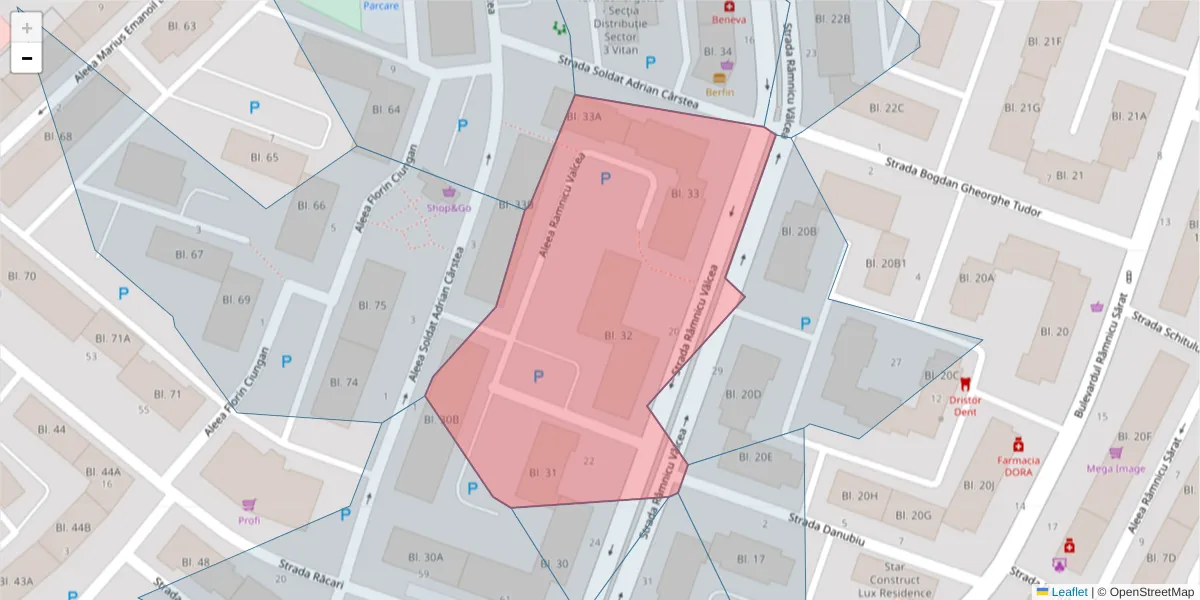 Hartă a codului poștal  și a codurilor poștale învecinate