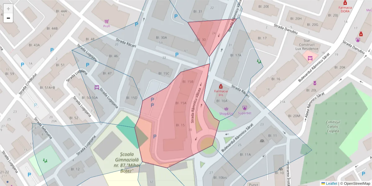 Hartă a codului poștal  și a codurilor poștale învecinate