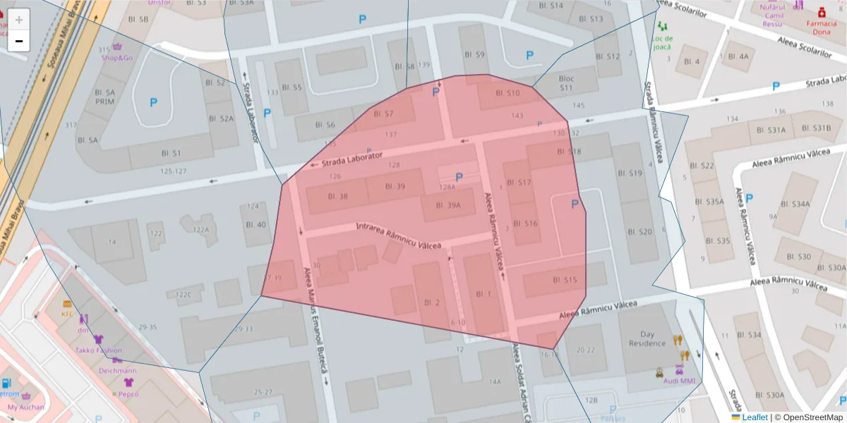 Hartă a codului poștal  și a codurilor poștale învecinate