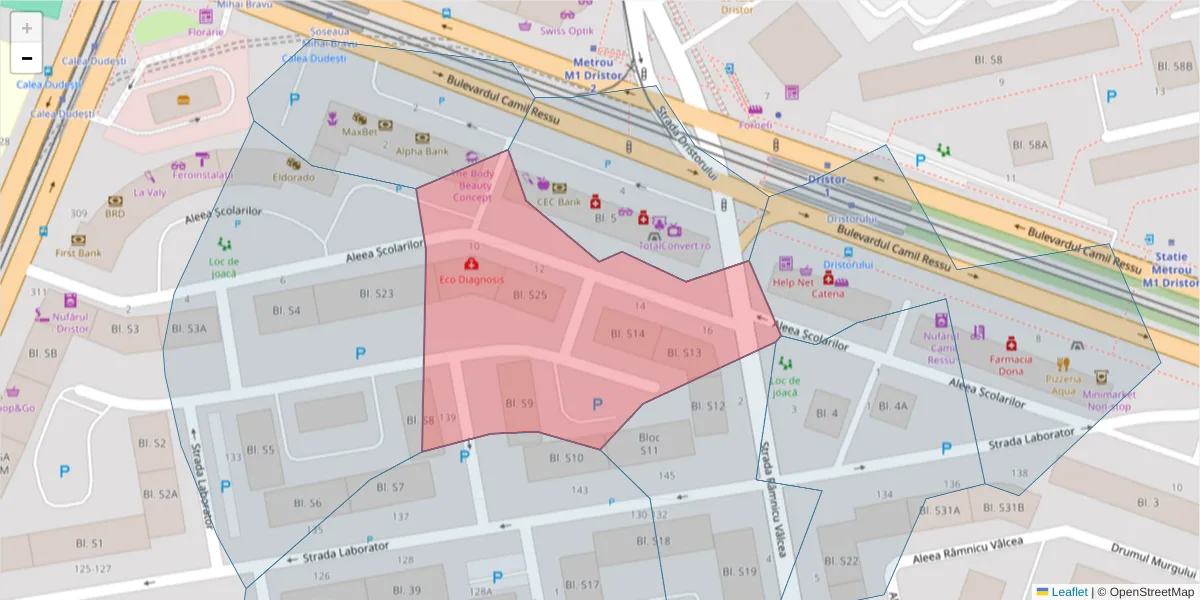 Hartă a codului poștal  și a codurilor poștale învecinate