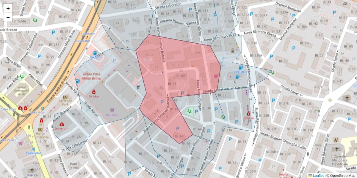 Hartă a codului poștal  și a codurilor poștale învecinate