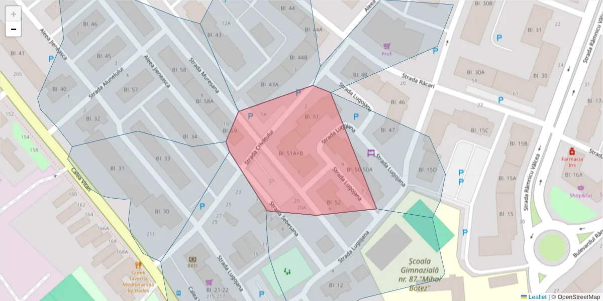 Hartă a codului poștal  și a codurilor poștale învecinate