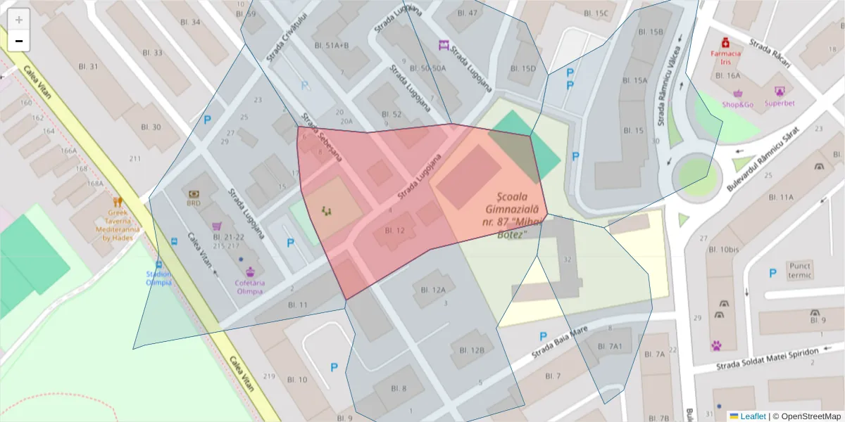 Hartă a codului poștal  și a codurilor poștale învecinate