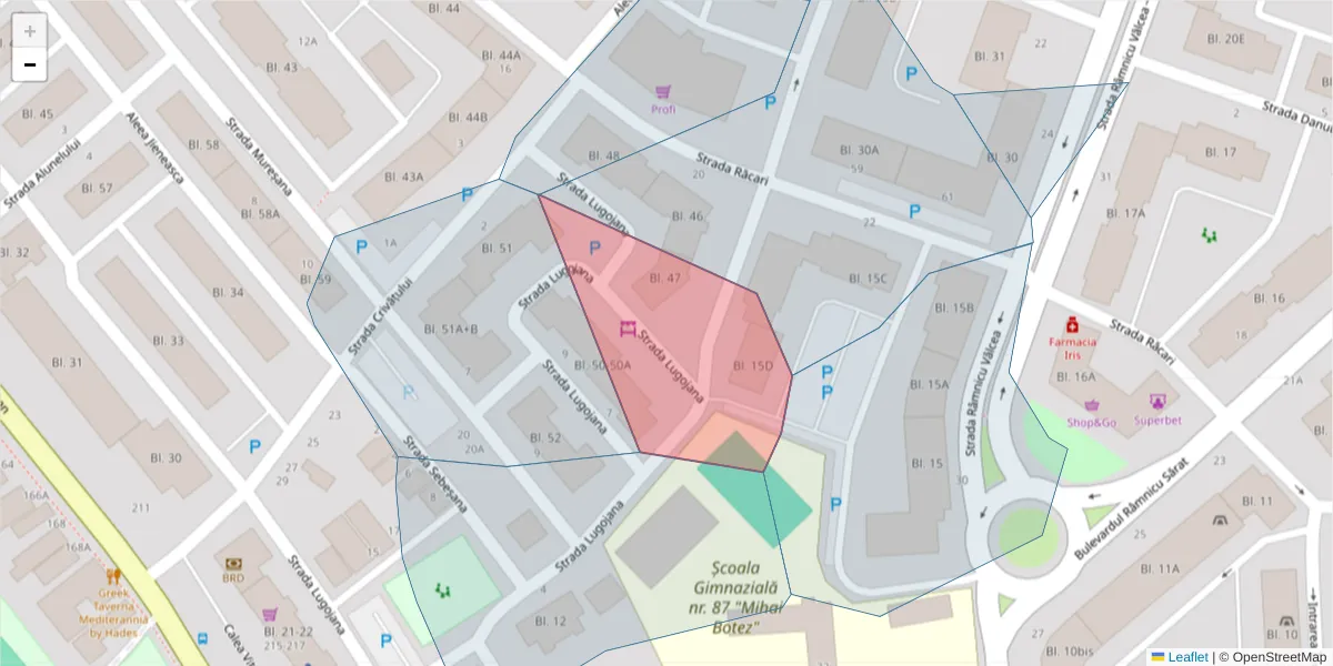 Hartă a codului poștal  și a codurilor poștale învecinate