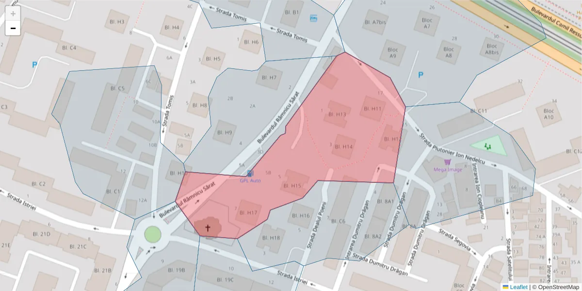 Hartă a codului poștal  și a codurilor poștale învecinate