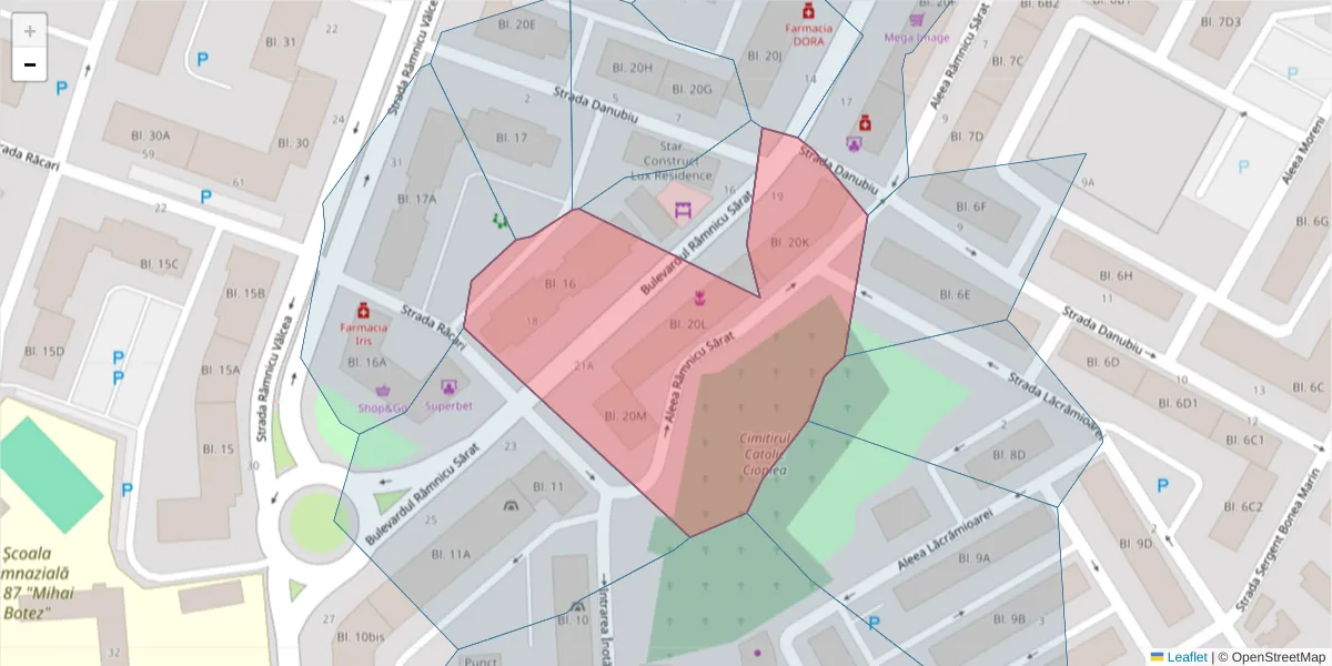 Hartă a codului poștal  și a codurilor poștale învecinate