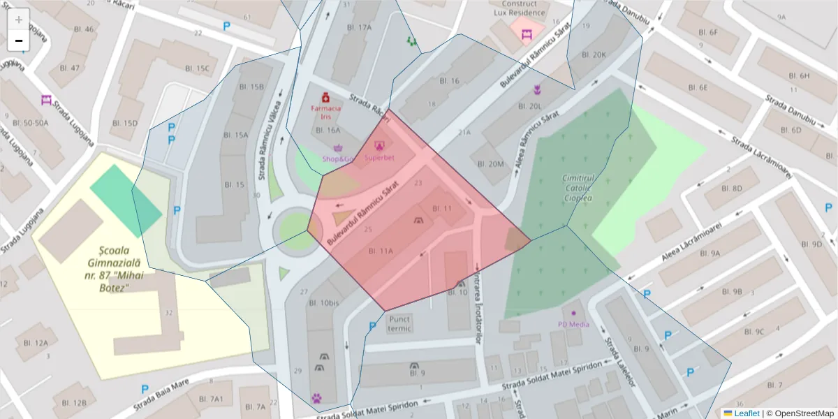 Hartă a codului poștal  și a codurilor poștale învecinate