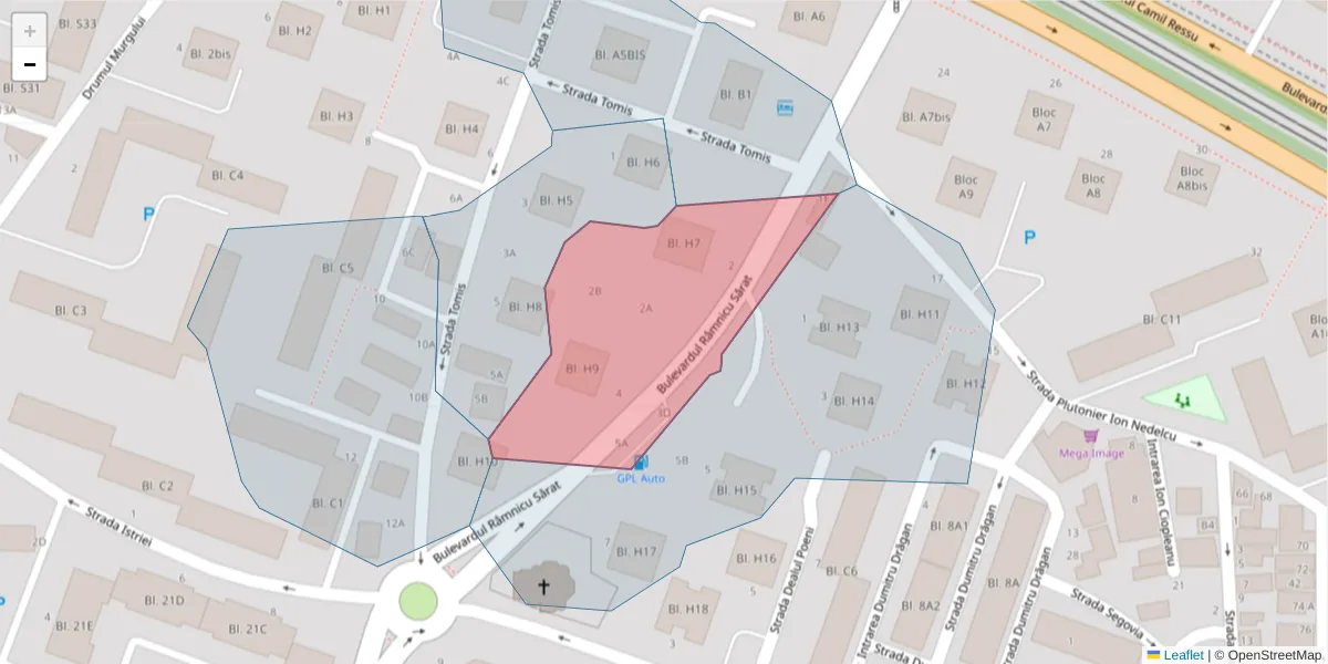 Hartă a codului poștal  și a codurilor poștale învecinate