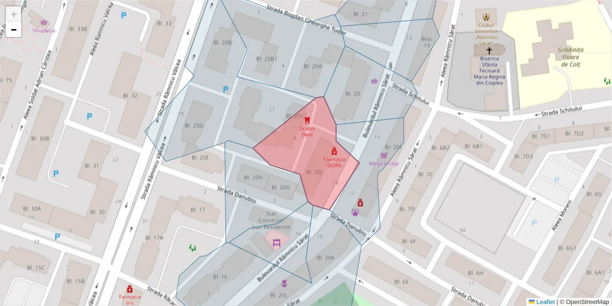 Hartă a codului poștal  și a codurilor poștale învecinate