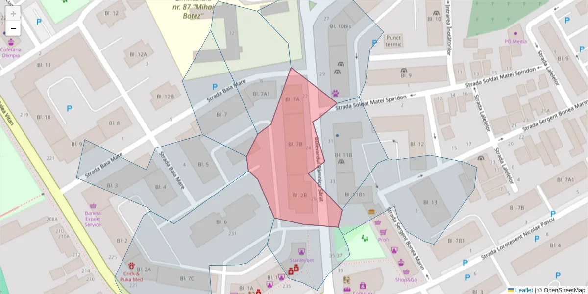 Hartă a codului poștal  și a codurilor poștale învecinate