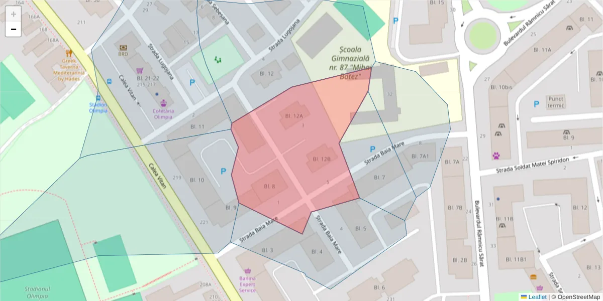 Hartă a codului poștal  și a codurilor poștale învecinate