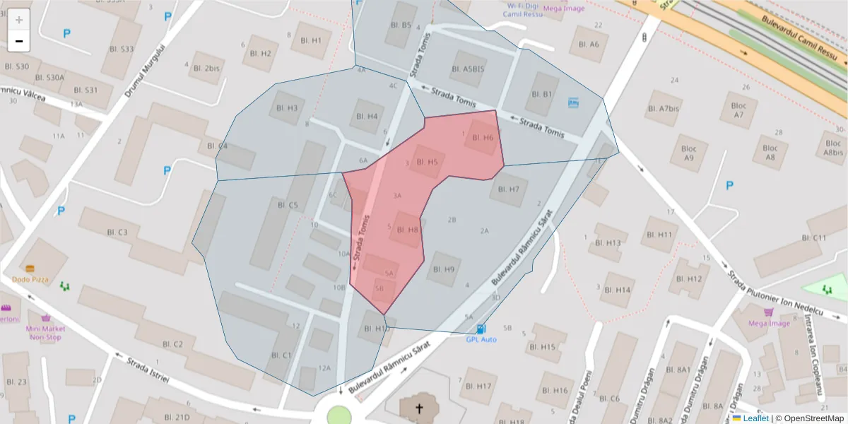 Hartă a codului poștal  și a codurilor poștale învecinate