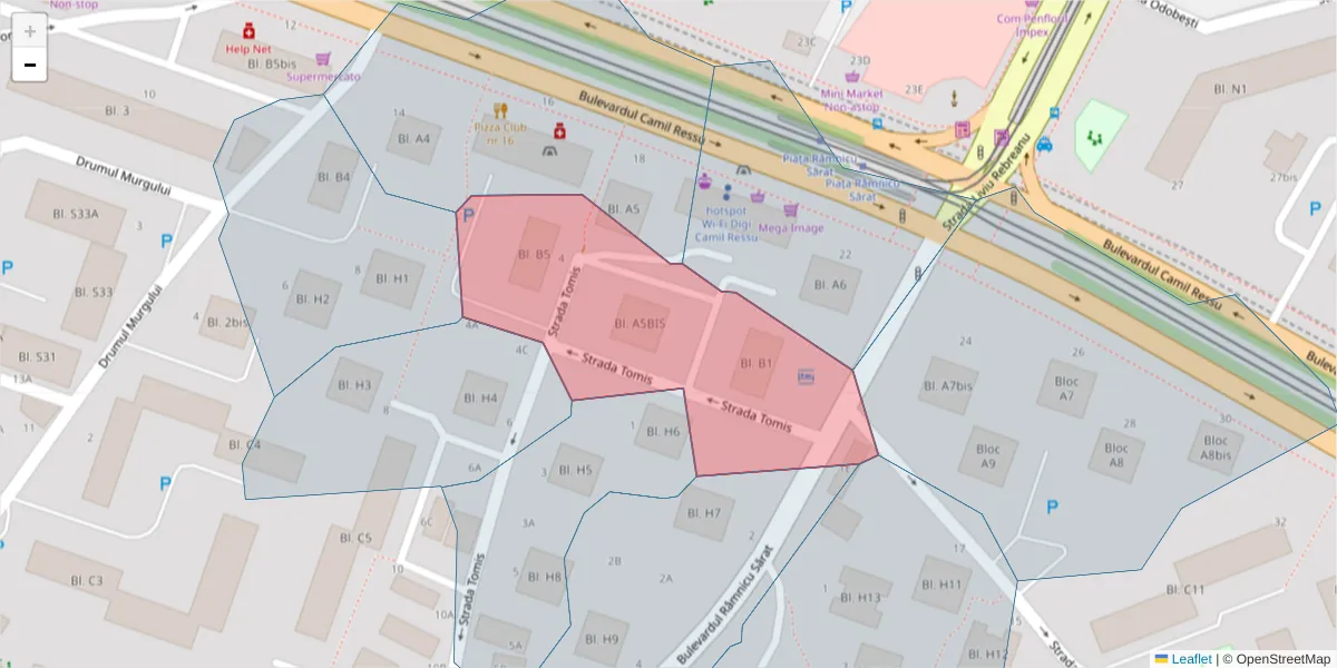 Hartă a codului poștal  și a codurilor poștale învecinate