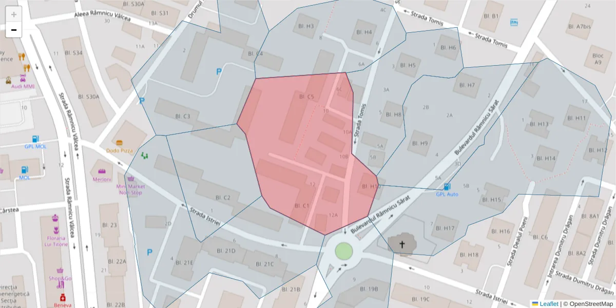 Hartă a codului poștal  și a codurilor poștale învecinate