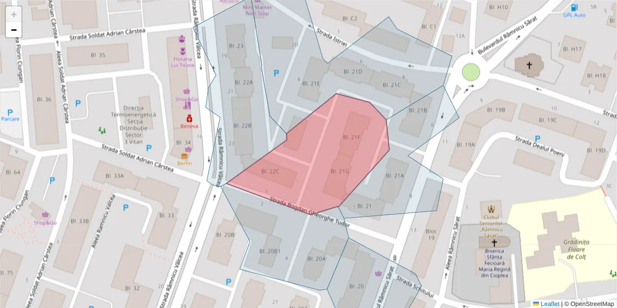 Hartă a codului poștal  și a codurilor poștale învecinate