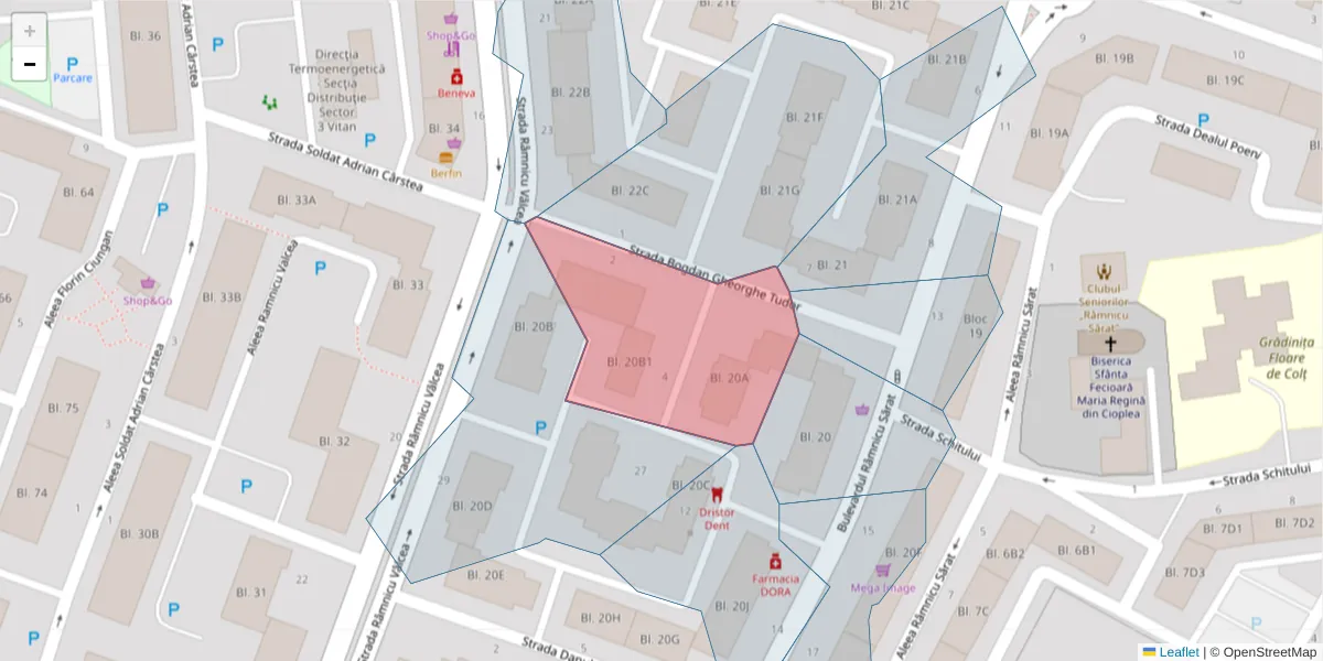 Hartă a codului poștal  și a codurilor poștale învecinate