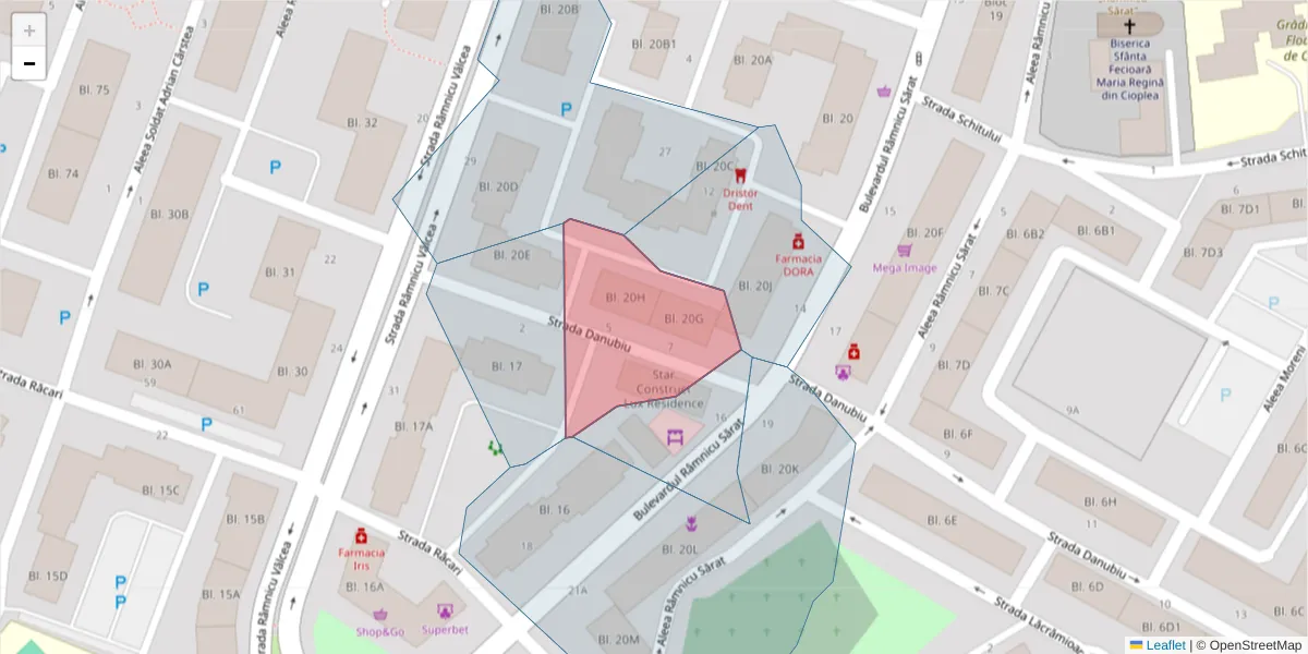 Hartă a codului poștal  și a codurilor poștale învecinate