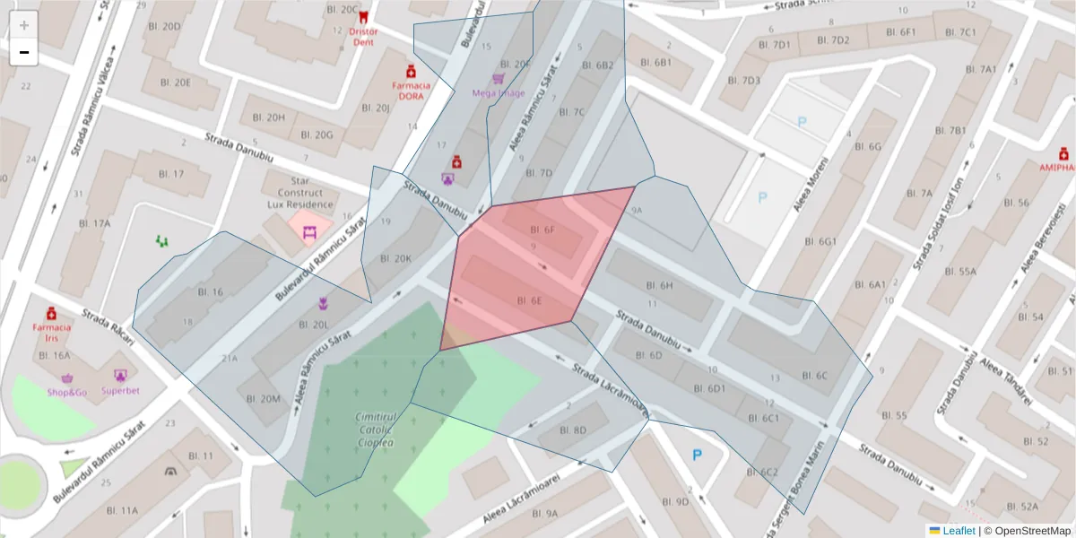 Hartă a codului poștal  și a codurilor poștale învecinate