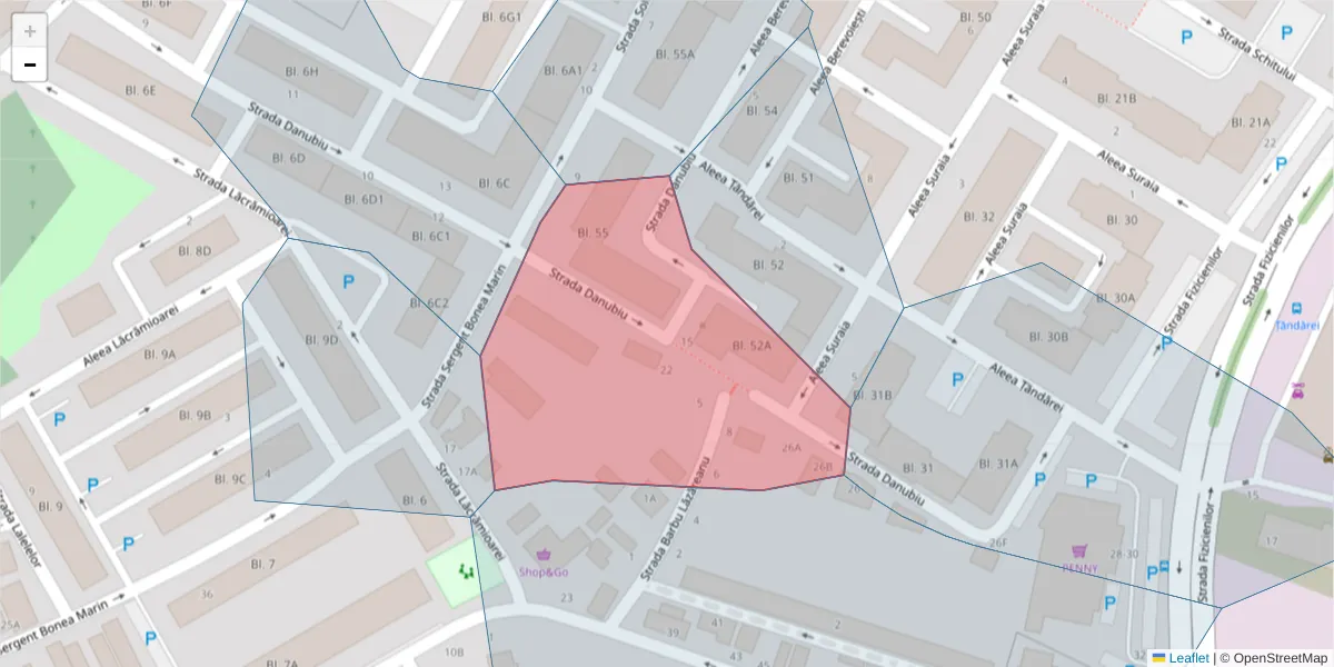 Hartă a codului poștal  și a codurilor poștale învecinate