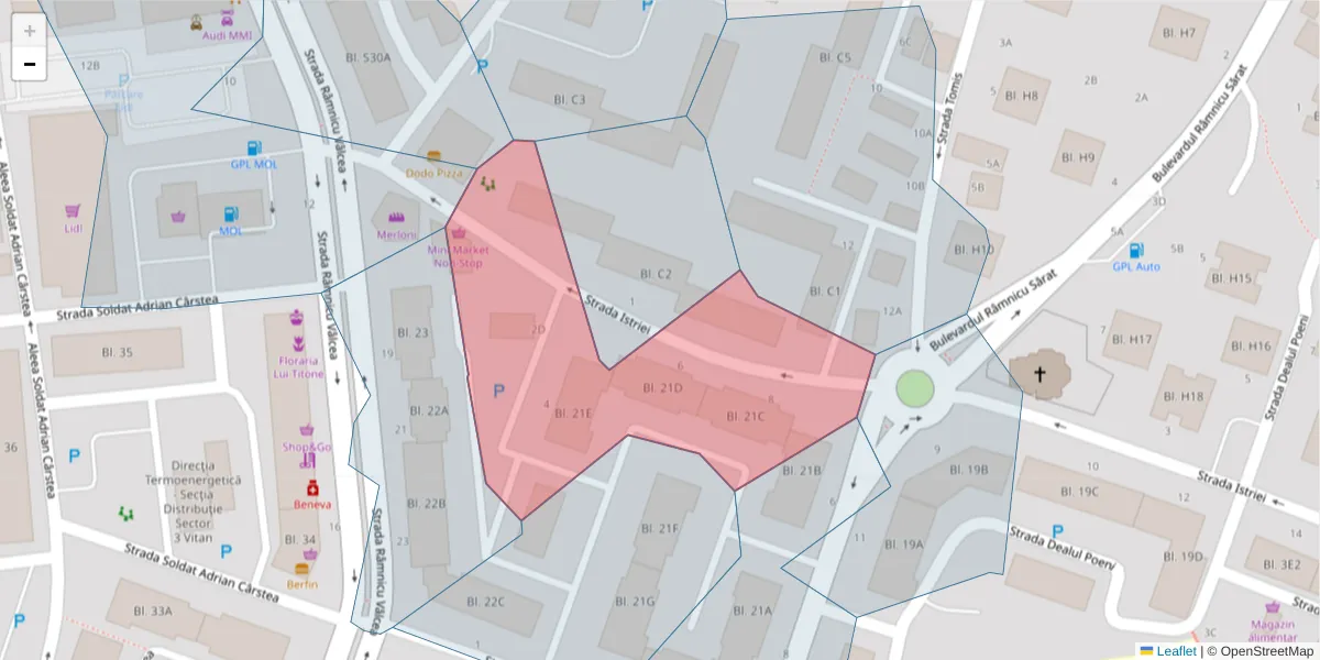 Hartă a codului poștal  și a codurilor poștale învecinate