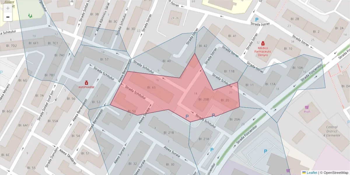 Hartă a codului poștal  și a codurilor poștale învecinate