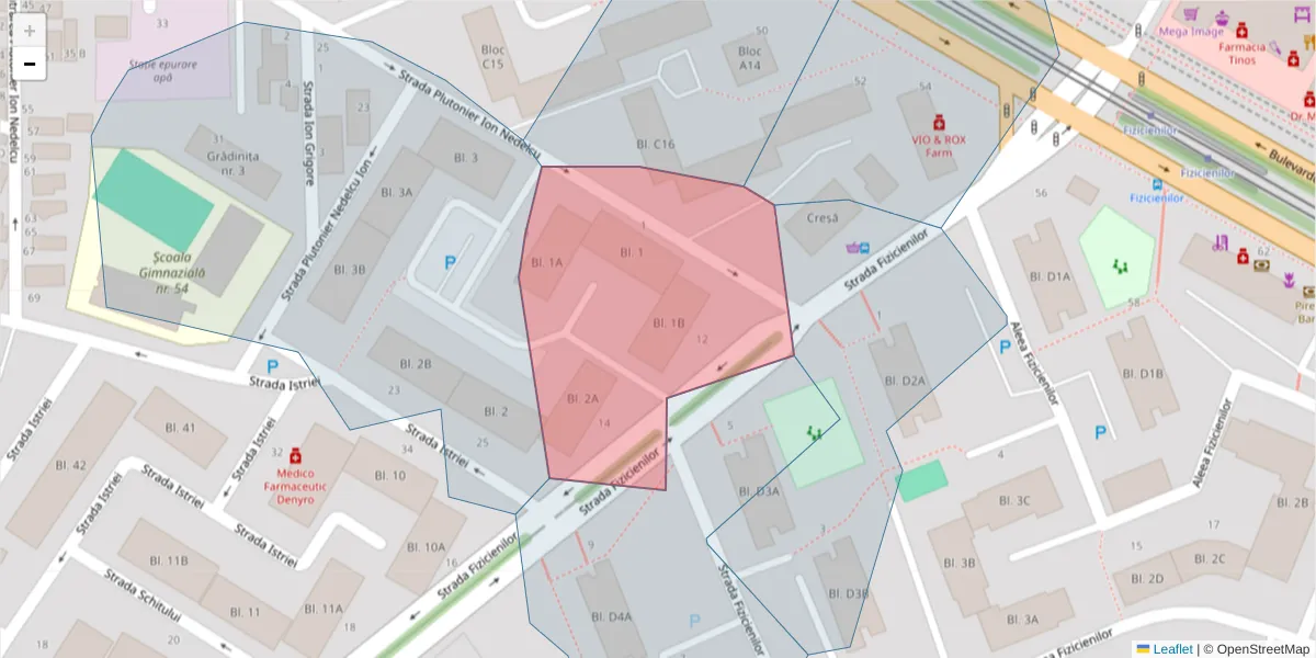 Hartă a codului poștal  și a codurilor poștale învecinate