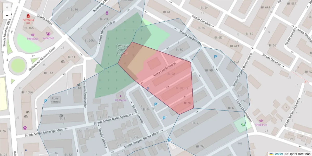 Hartă a codului poștal  și a codurilor poștale învecinate