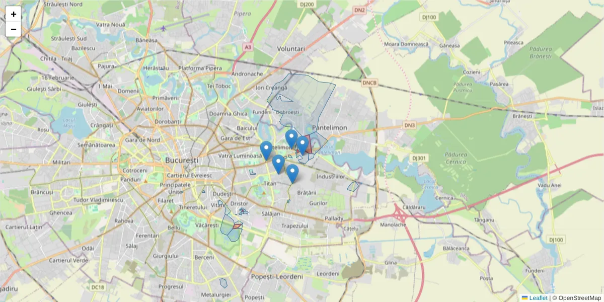 Hartă a codului poștal  și a codurilor poștale învecinate