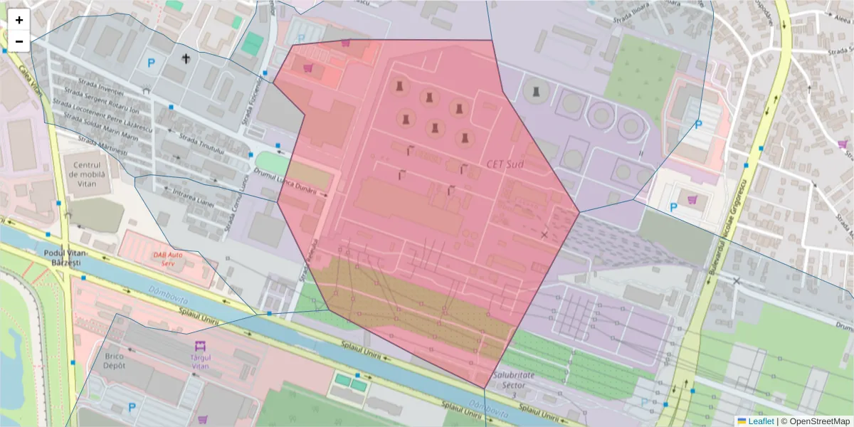 Hartă a codului poștal  și a codurilor poștale învecinate