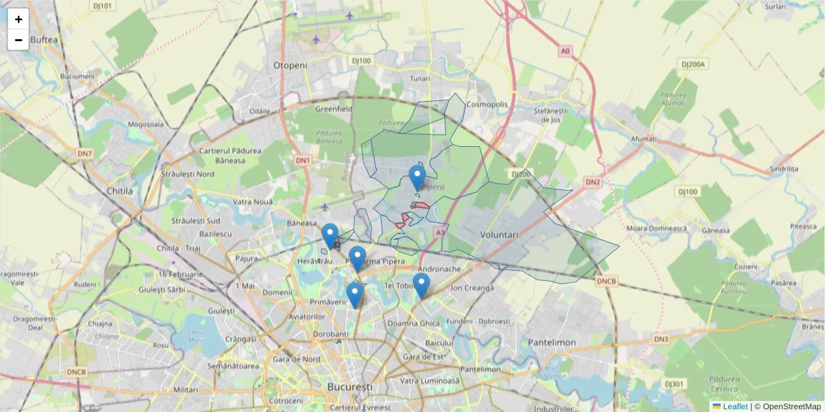 Hartă a codului poștal  și a codurilor poștale învecinate