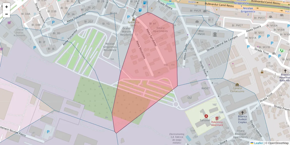 Hartă a codului poștal  și a codurilor poștale învecinate