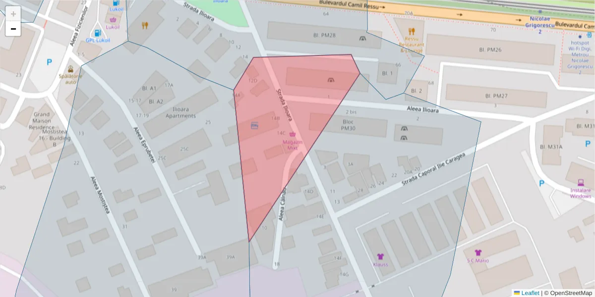 Hartă a codului poștal  și a codurilor poștale învecinate