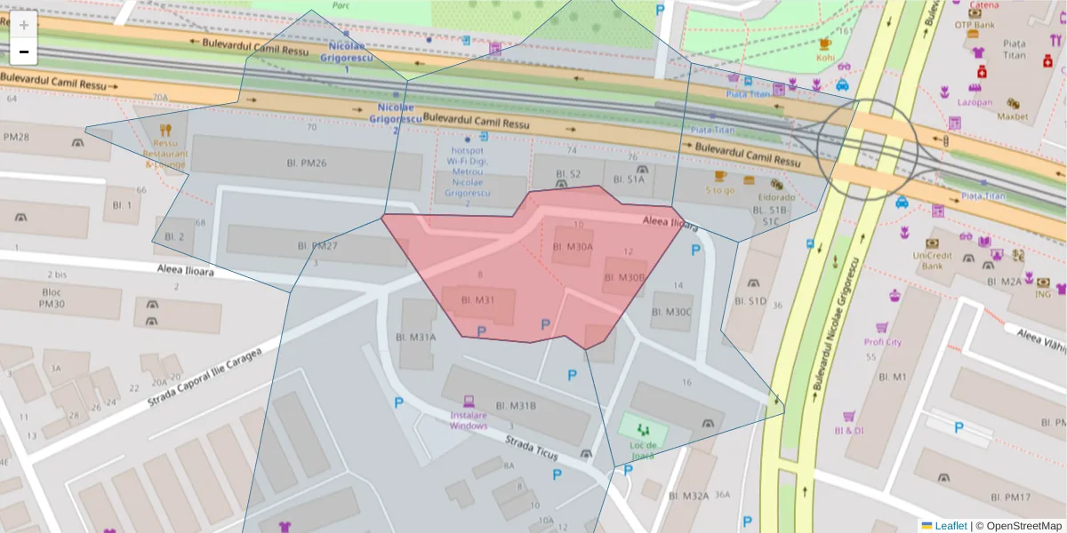 Hartă a codului poștal  și a codurilor poștale învecinate
