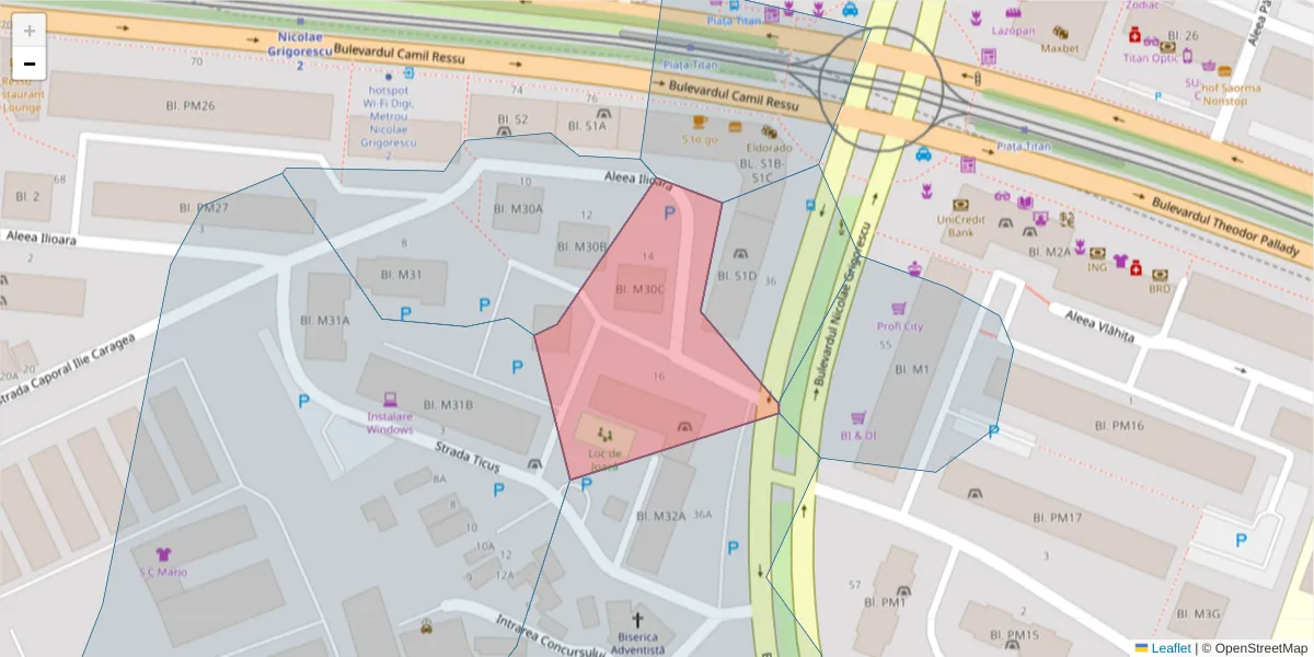 Hartă a codului poștal  și a codurilor poștale învecinate