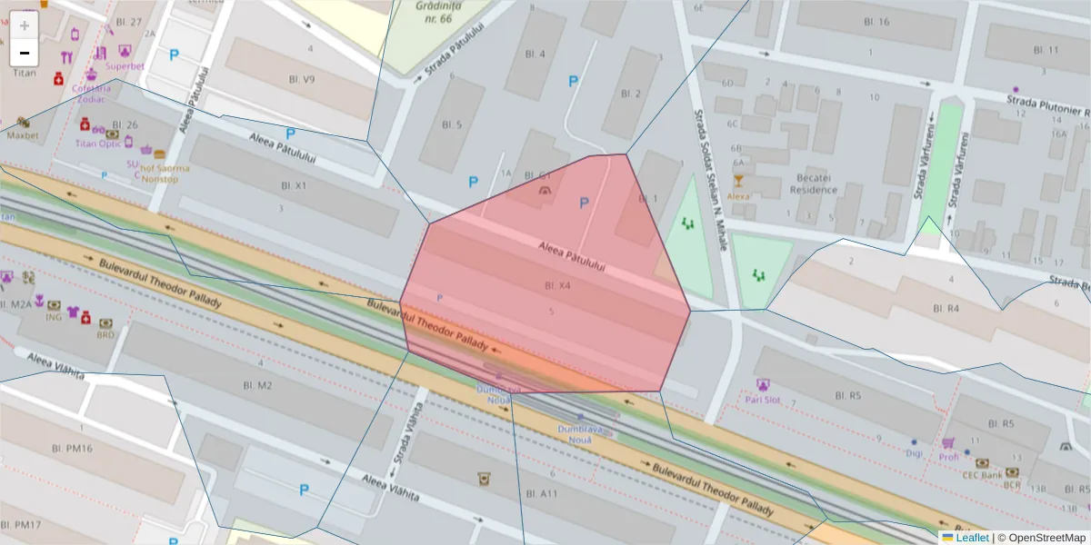 Hartă a codului poștal  și a codurilor poștale învecinate