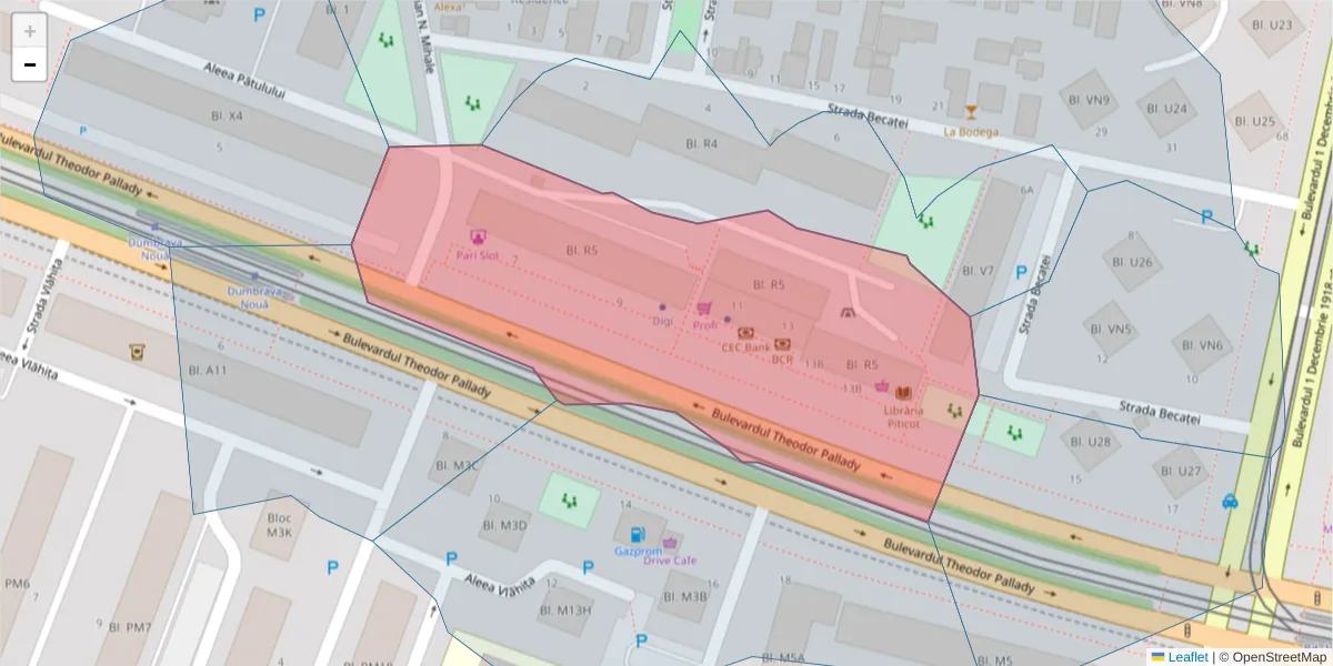 Hartă a codului poștal  și a codurilor poștale învecinate