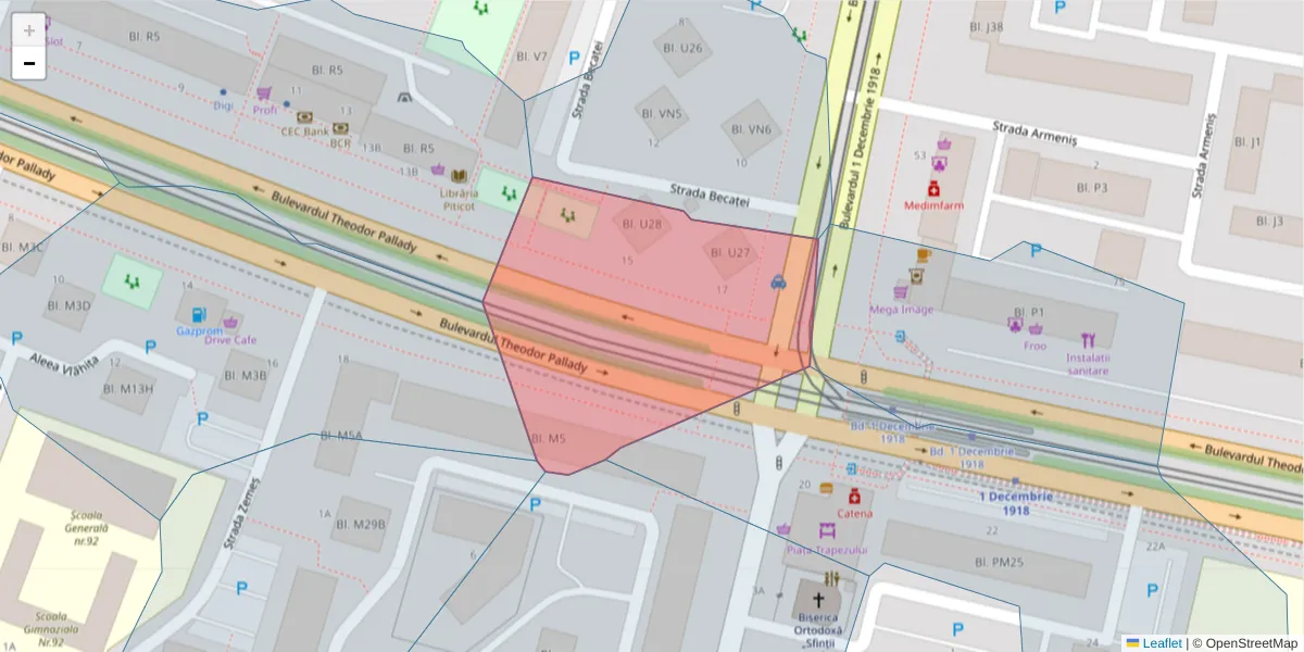 Hartă a codului poștal  și a codurilor poștale învecinate