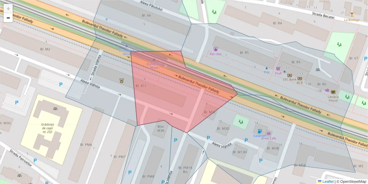 Hartă a codului poștal  și a codurilor poștale învecinate